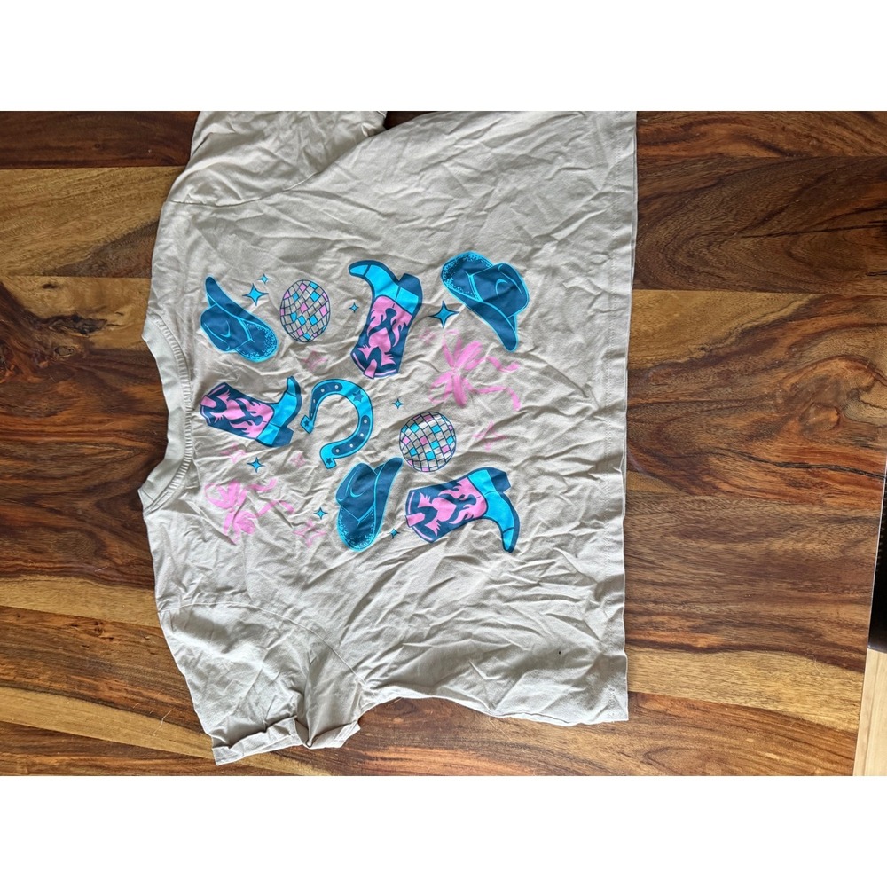 Western Coquette Cowboy Graphic Baby Tee Womens Cropped Y2K Rodeo Stagecoach Top - Picture 9 of 11